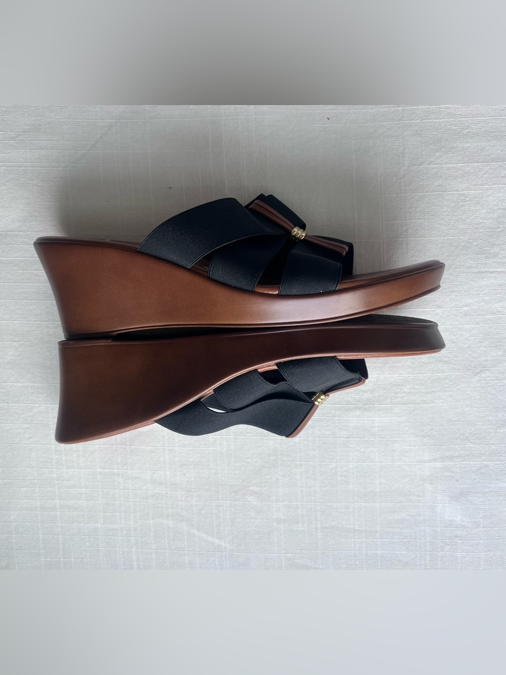 Italian Shoemakers Black & Brown Elastic Comfort Slide Sandals Size